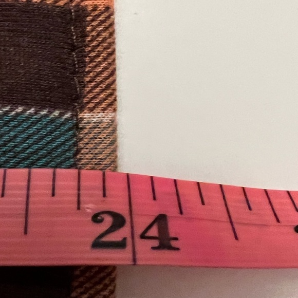 Always Indigo L.A. NWT women’s top blouse Size M Orange and turquoise checkered - Picture 10 of 12